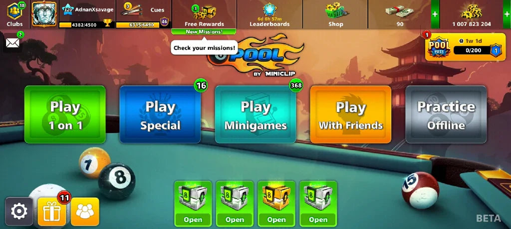 1 Billion Coins & 14 Legendary Cues | 8 Ball Pool Account