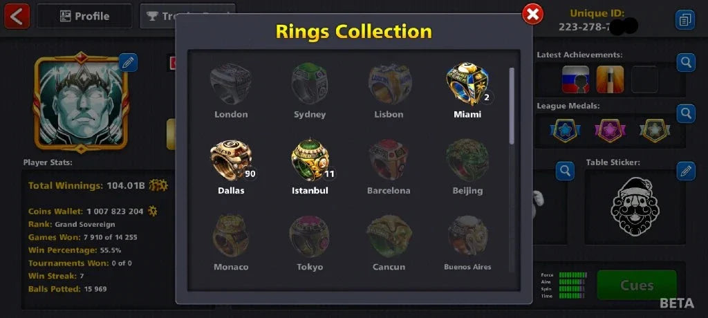 1 Billion Coins & 14 Legendary Cues | 8 Ball Pool Account