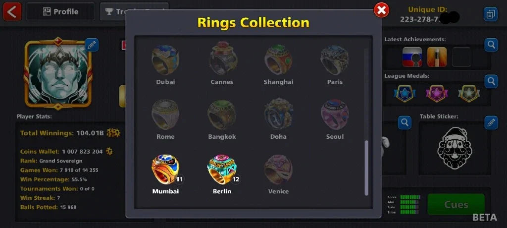 1 Billion Coins & 14 Legendary Cues | 8 Ball Pool Account