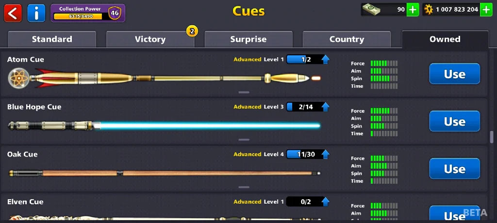 1 Billion Coins & 14 Legendary Cues | 8 Ball Pool Account