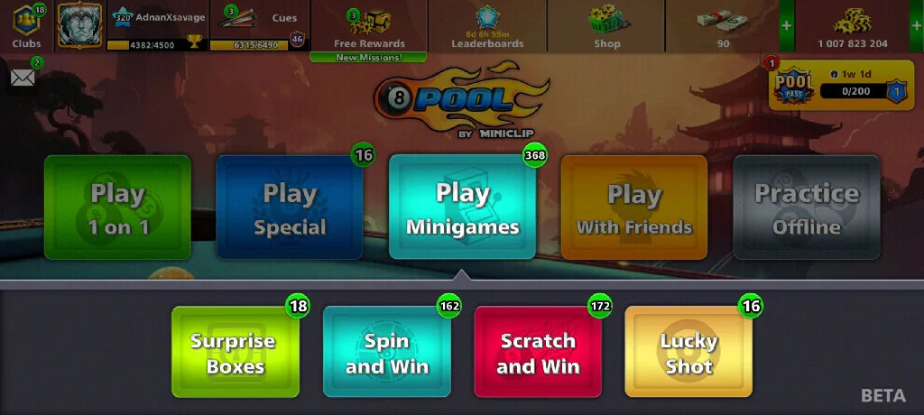 1 Billion Coins & 14 Legendary Cues | 8 Ball Pool Account
