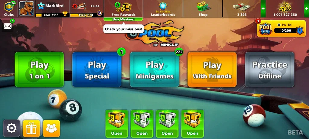 1 Billion Coins & 3300 Cash | 8 Ball Pool Account