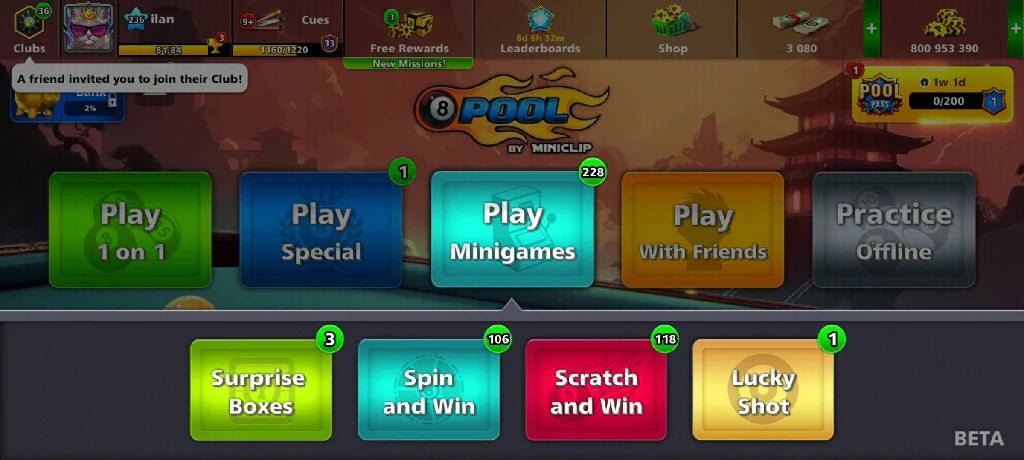 800 Million Coins & 5 Legendary Cues | 8 Ball Pool Account
