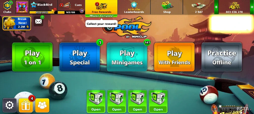 800 Million Coins & 2900 Cash | 8 Ball Pool Account