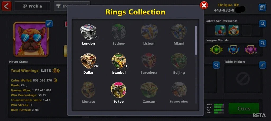 800 Million Coins & 2900 Cash | 8 Ball Pool Account