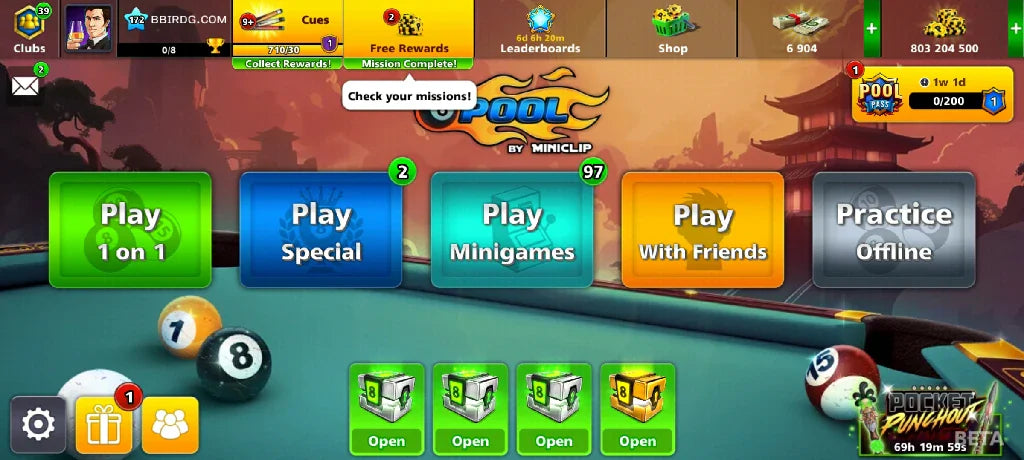 800 Million Coins & 6900 Cash | 8 Ball Pool Account