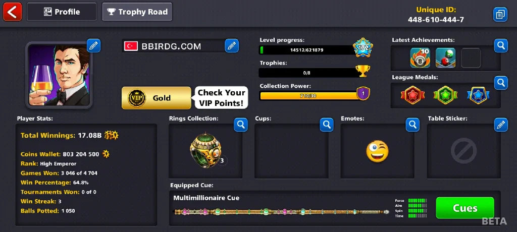 800 Million Coins & 6900 Cash | 8 Ball Pool Account