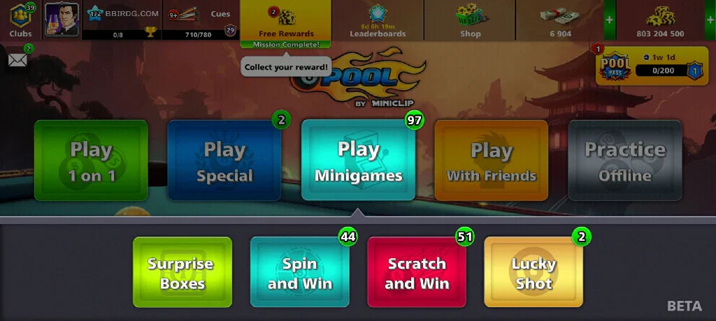800 Million Coins & 6900 Cash | 8 Ball Pool Account