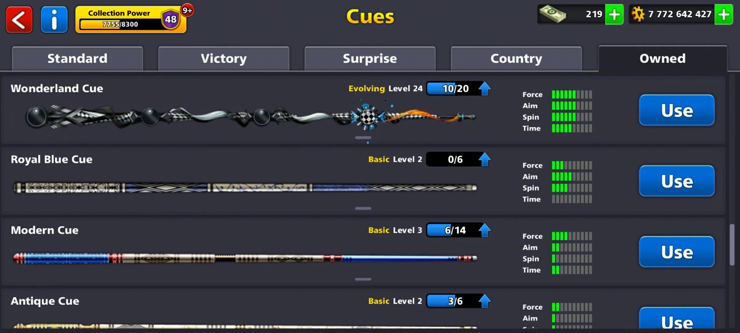 7.7 Billion Coins 2 Maxed Cues & 13 Legendary | Black Diamond 8 Ball Pool Account