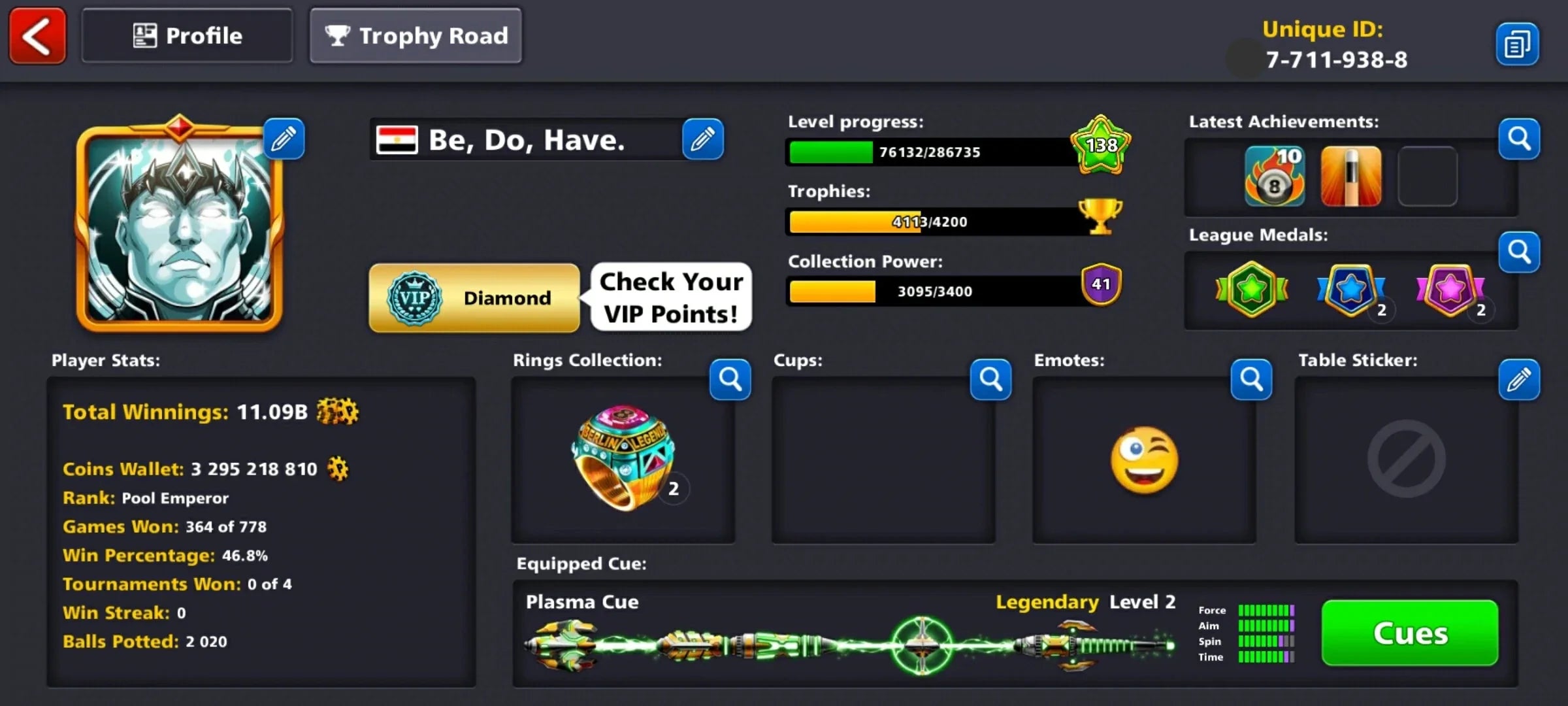 3.3 Billion Coins & 15 Legendary | Diamond 8 Ball Pool Account