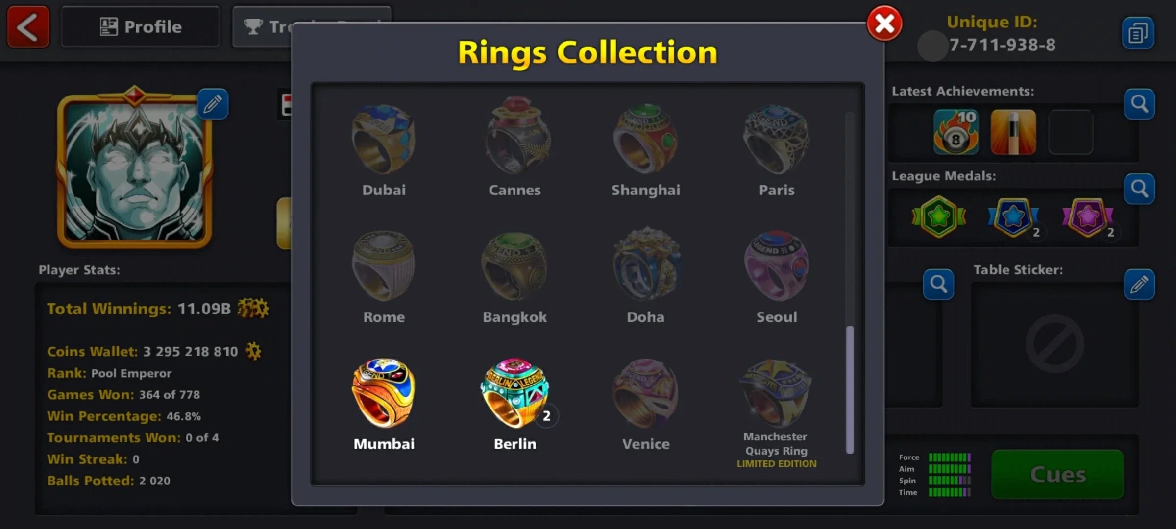 3.3 Billion Coins & 15 Legendary | Diamond 8 Ball Pool Account