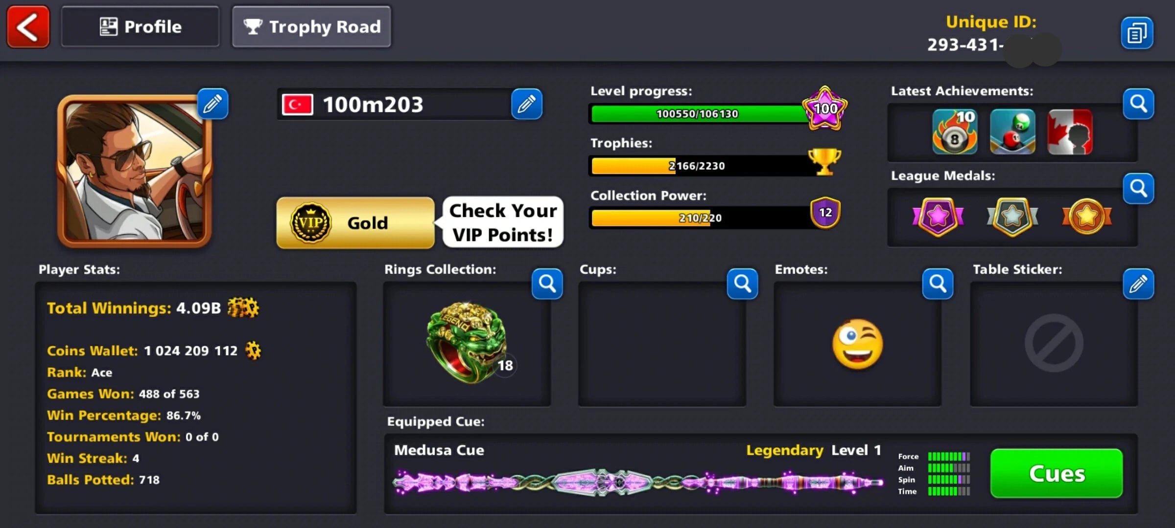 1 Billion Coins 1 Legendary Cue & 66 Leg. Box | 8 Ball Pool Account