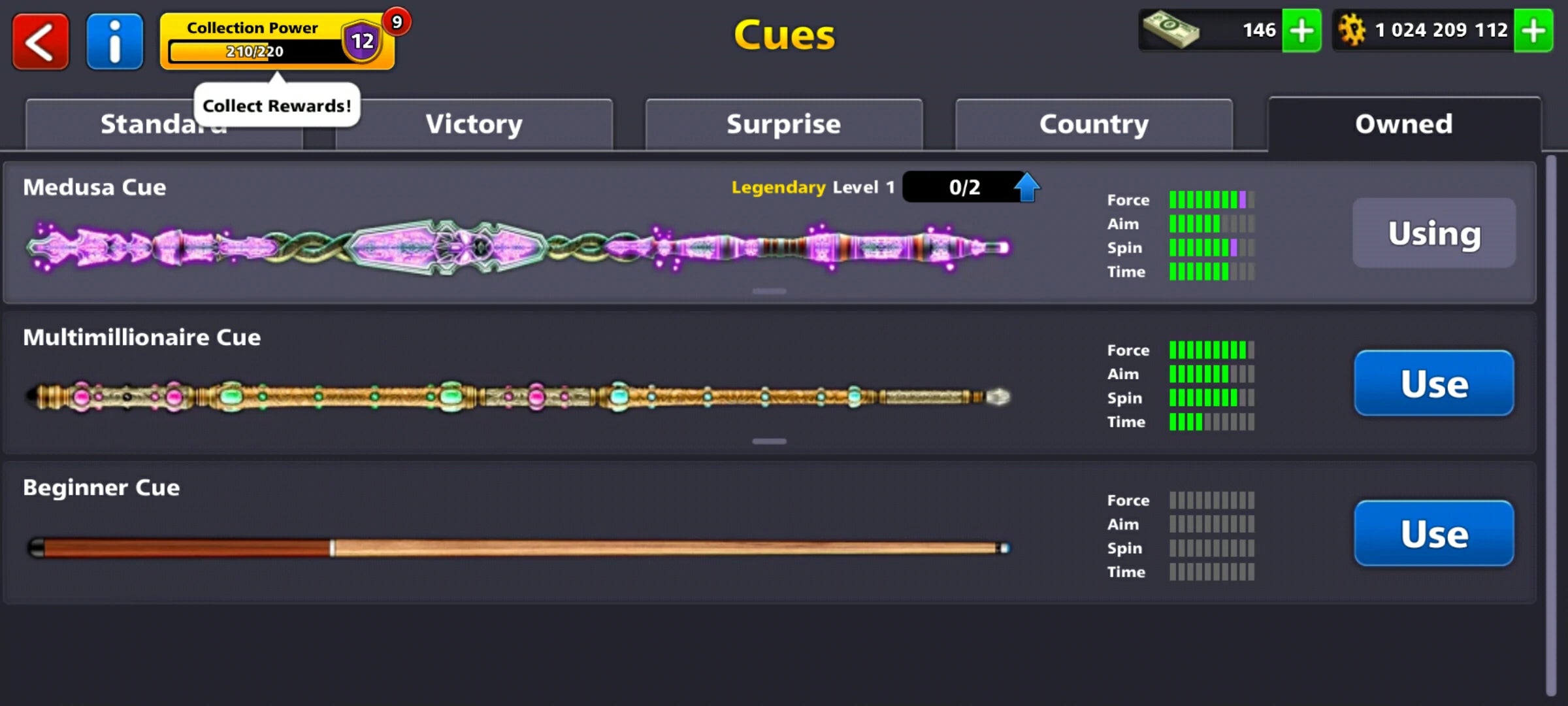 1 Billion Coins 1 Legendary Cue & 66 Leg. Box | 8 Ball Pool Account