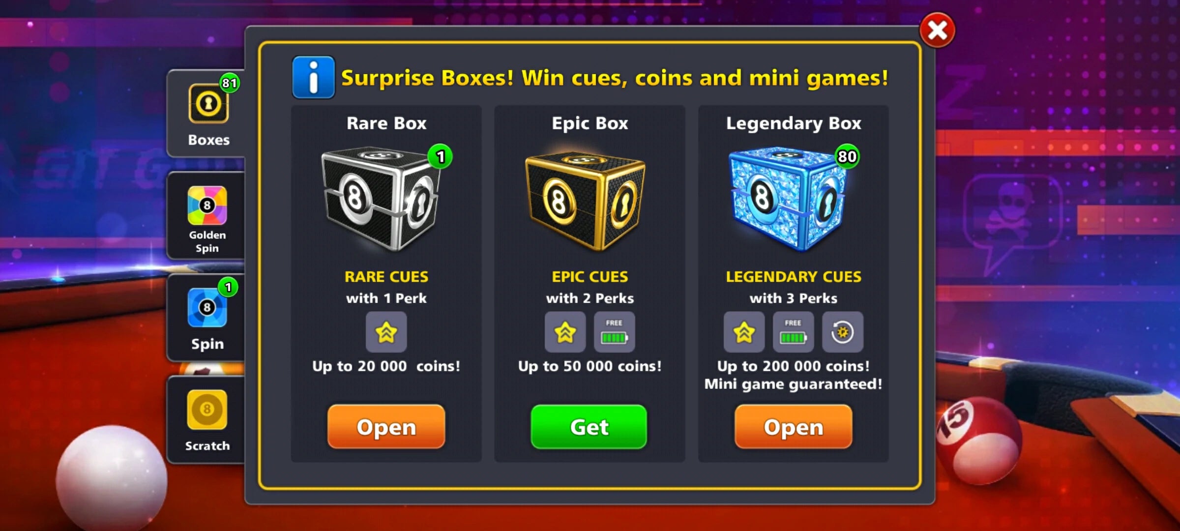100 Million Coins & 80 Legendary Box | 8 Ball Pool Account