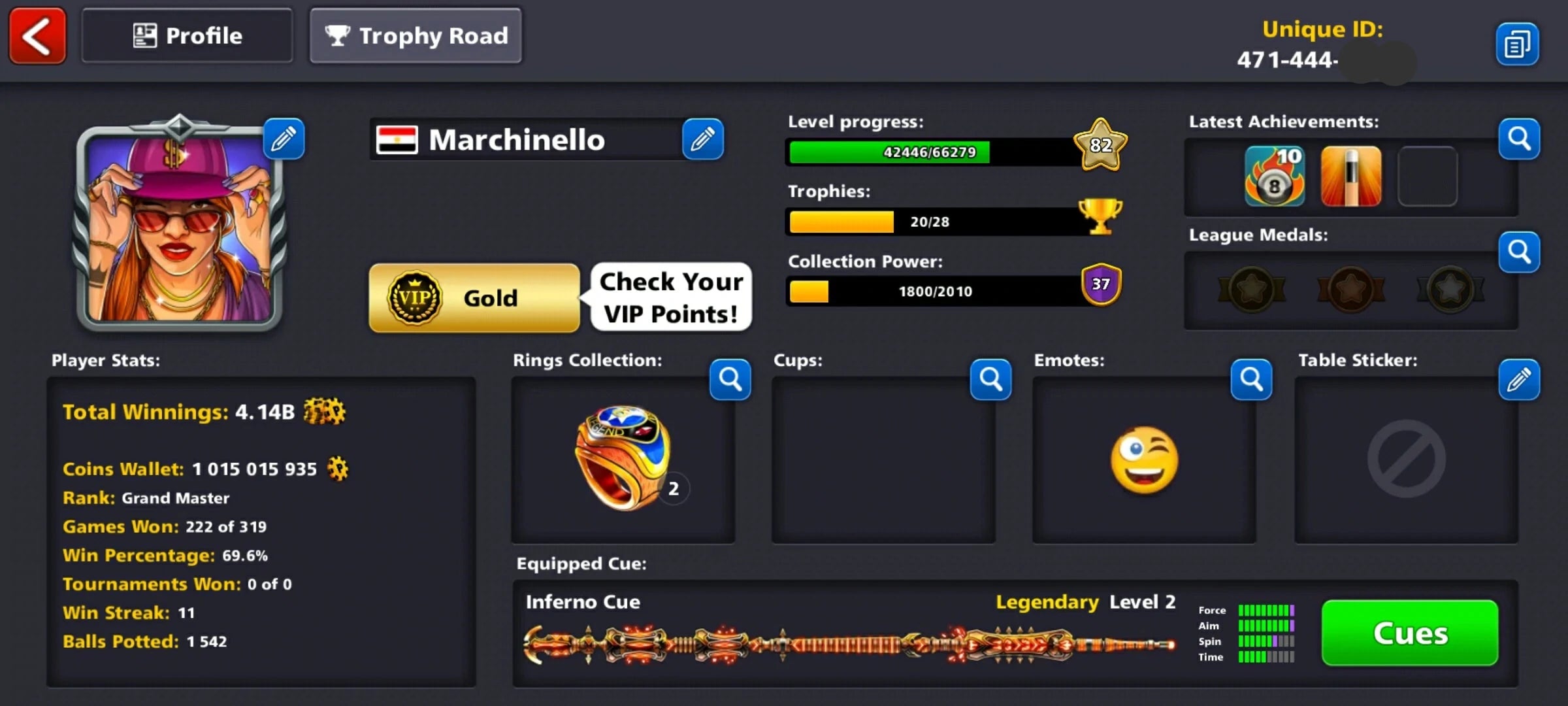 1 Billion Coins & 11 Legendary Cues | 8 Ball Pool Account