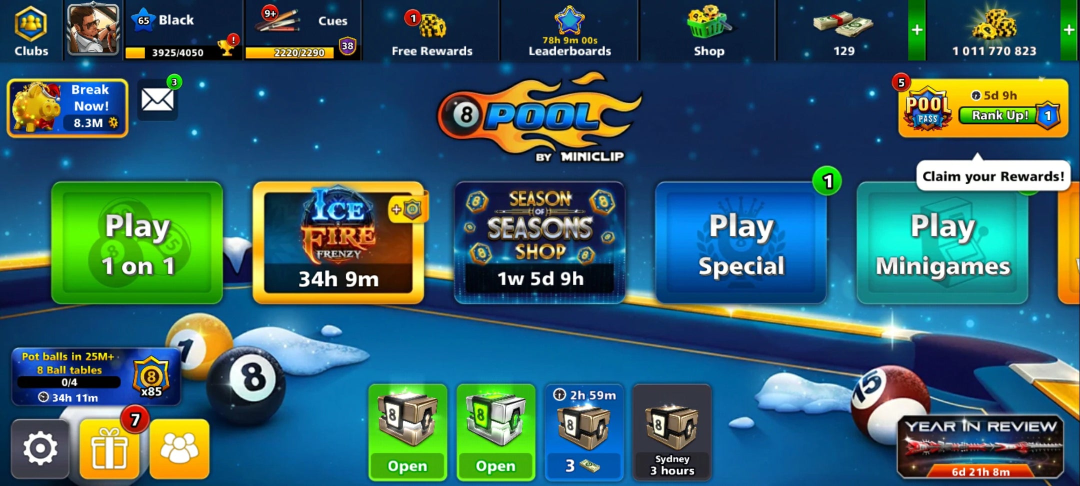 1 Billion Coins and 14 Legendary Cues | 8 Ball Pool Account