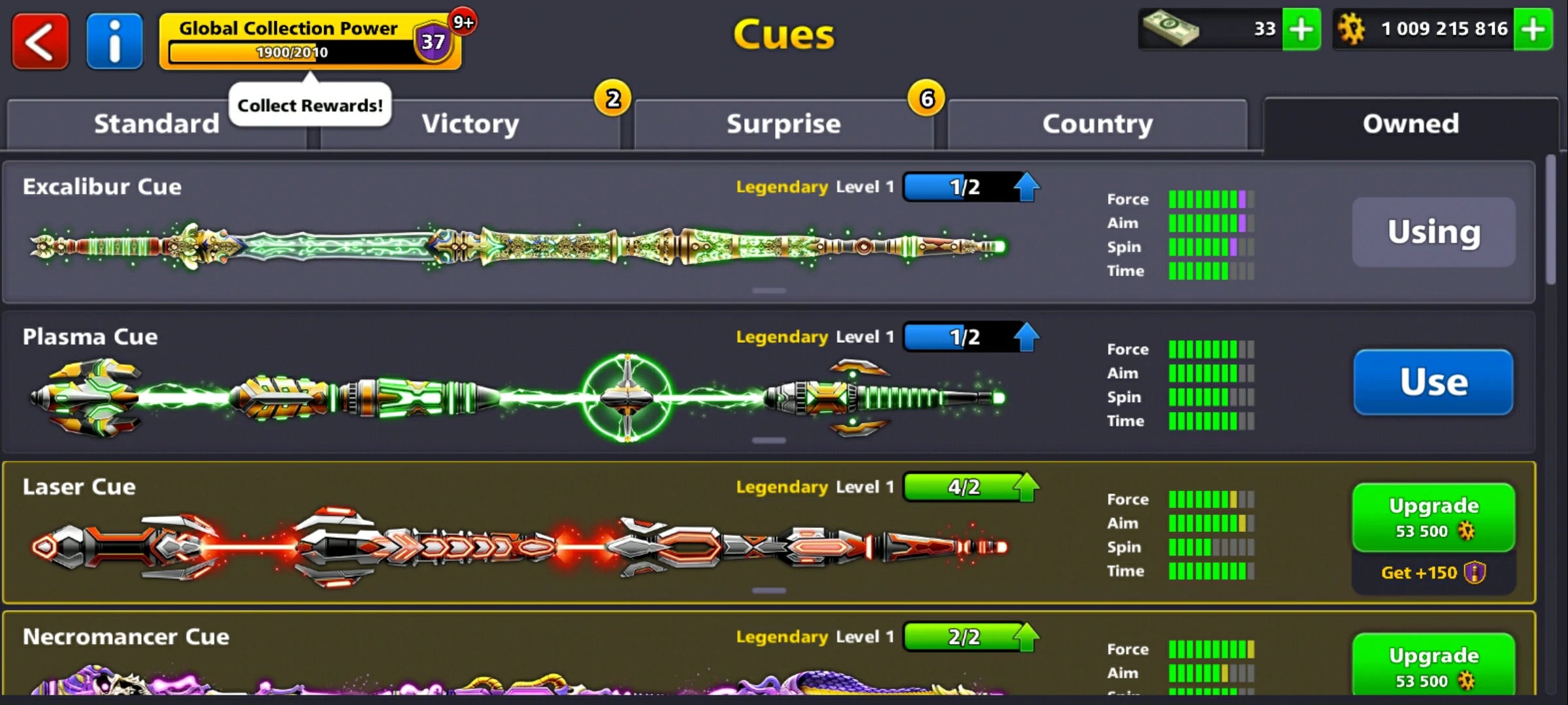 1 Billion Coins and 9 Legendary Cues | 8 Ball Pool Account