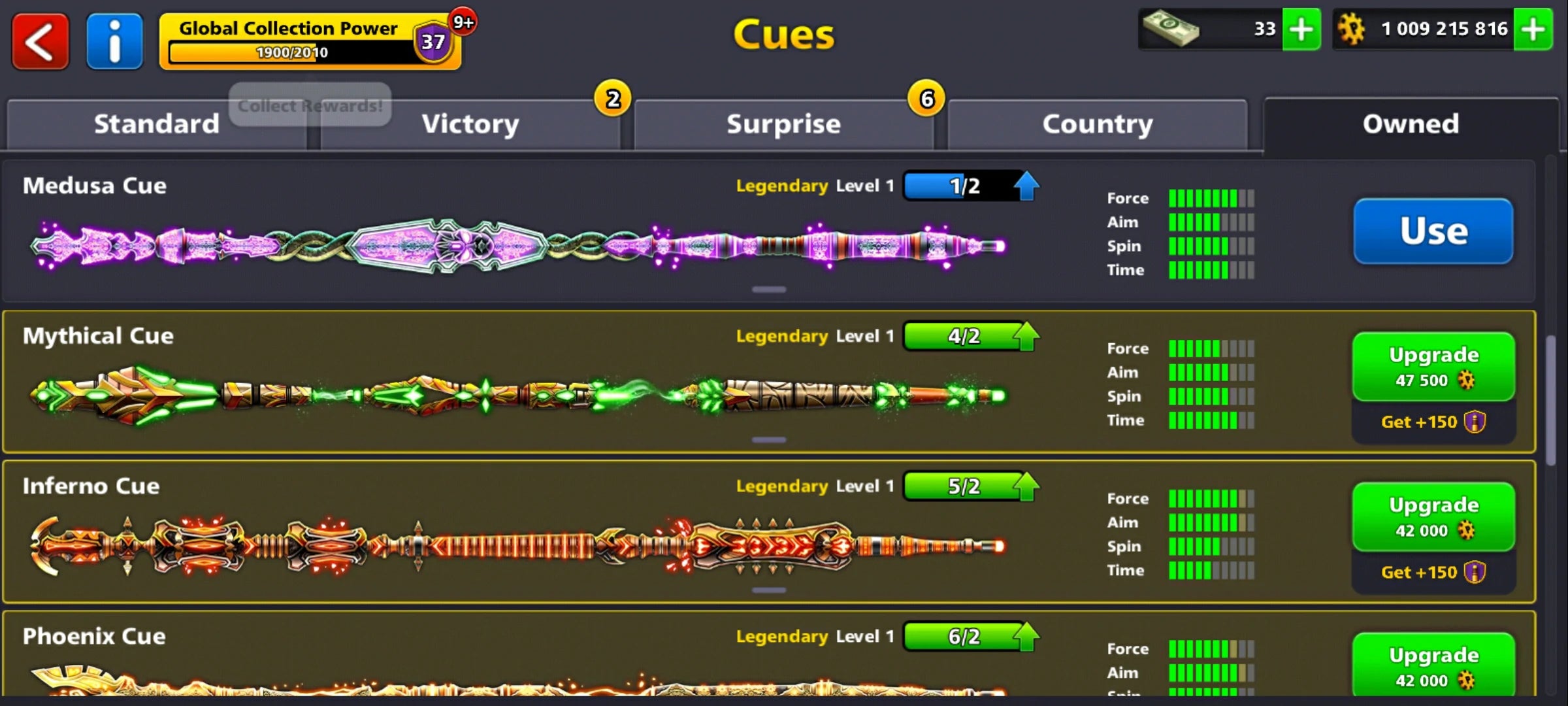 1 Billion Coins and 9 Legendary Cues | 8 Ball Pool Account
