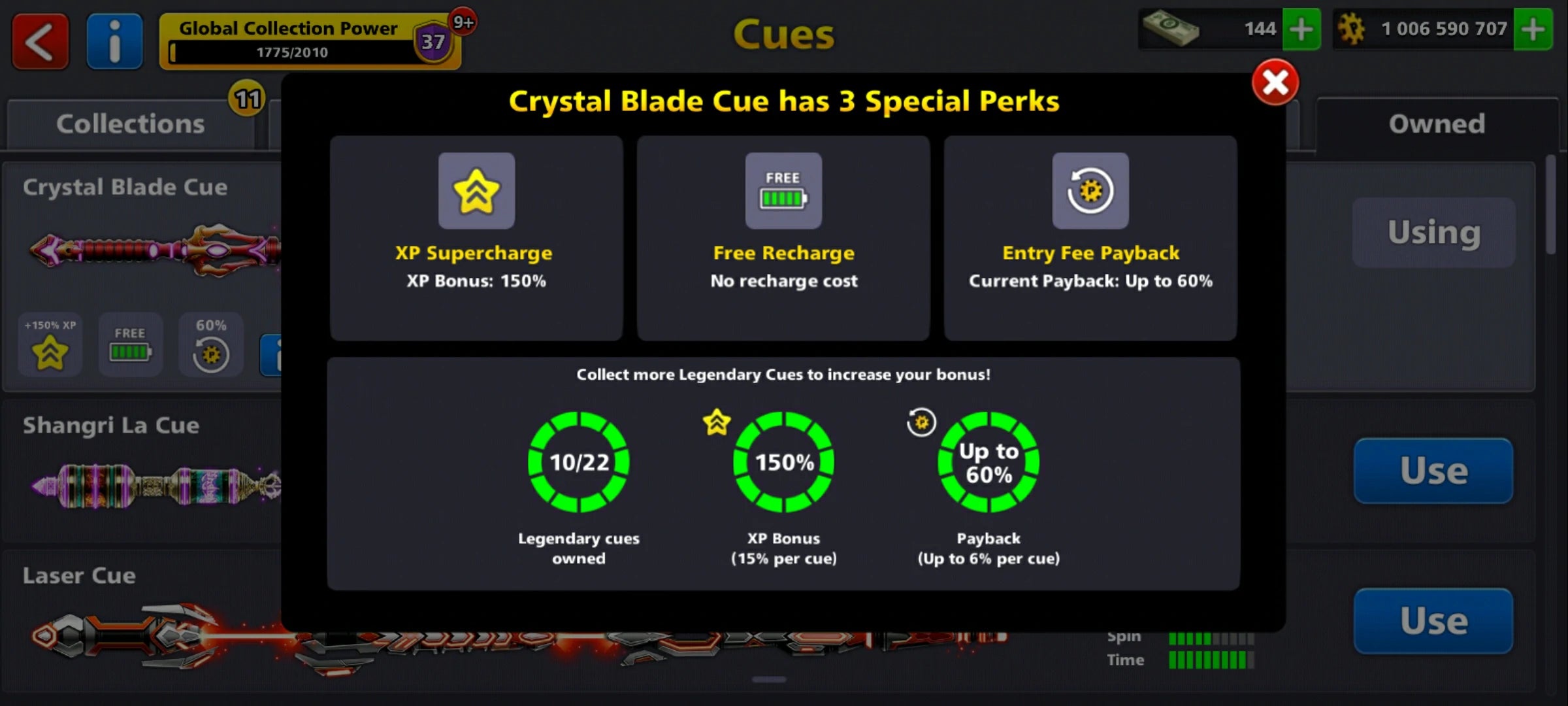 1 Billion Coins and 10 Legendary Cues | 8 Ball Pool Account