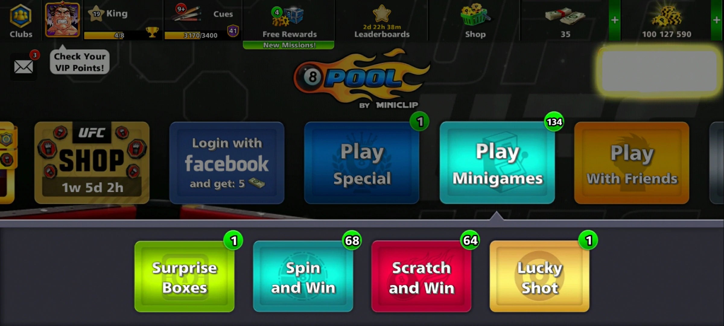 100M Coins | x10 Legendary Cues | 1 Max Cue | 8 Ball Pool Account