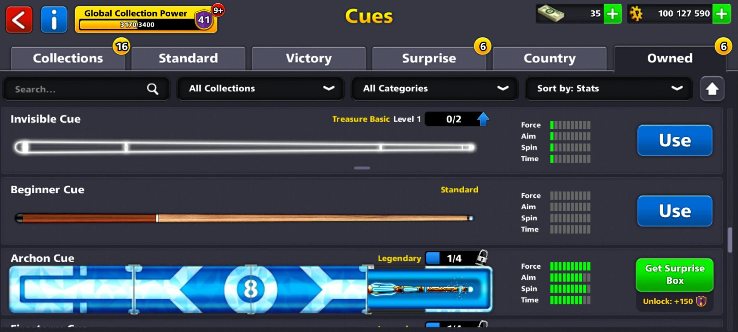 100M Coins | x10 Legendary Cues | 1 Max Cue | 8 Ball Pool Account