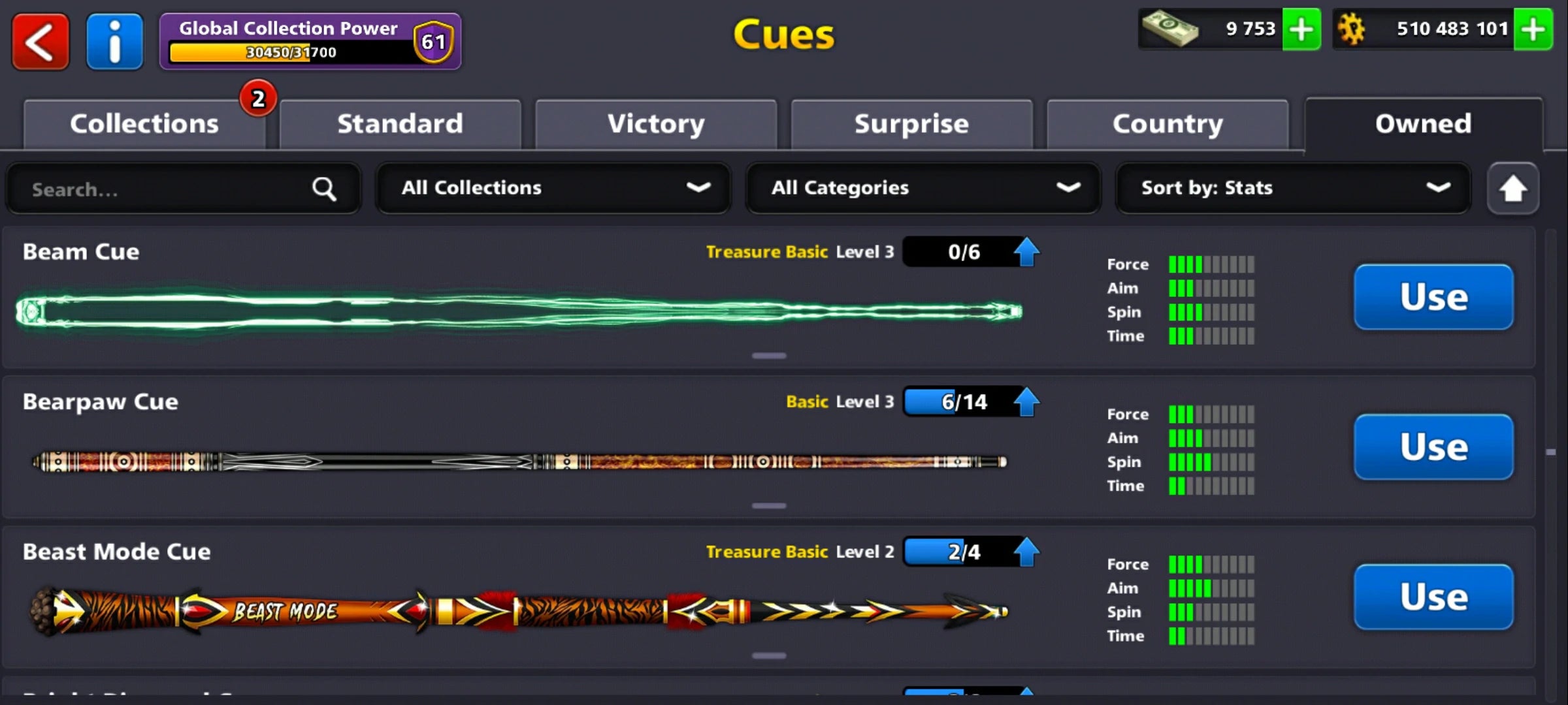 500M Coins | 9500+ Cash | 150+ Various Cues | 8 Ball Pool Account