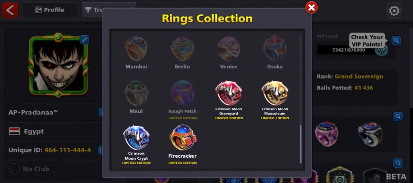 500 مليون كوينز | 22 عصا أسطورية | حساب 8 Ball Pool