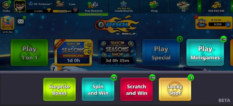 500 مليون كوينز | 22 عصا أسطورية | حساب 8 Ball Pool