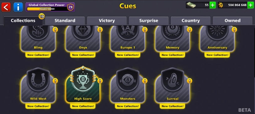 500 مليون كوينز | 22 عصا أسطورية | حساب 8 Ball Pool