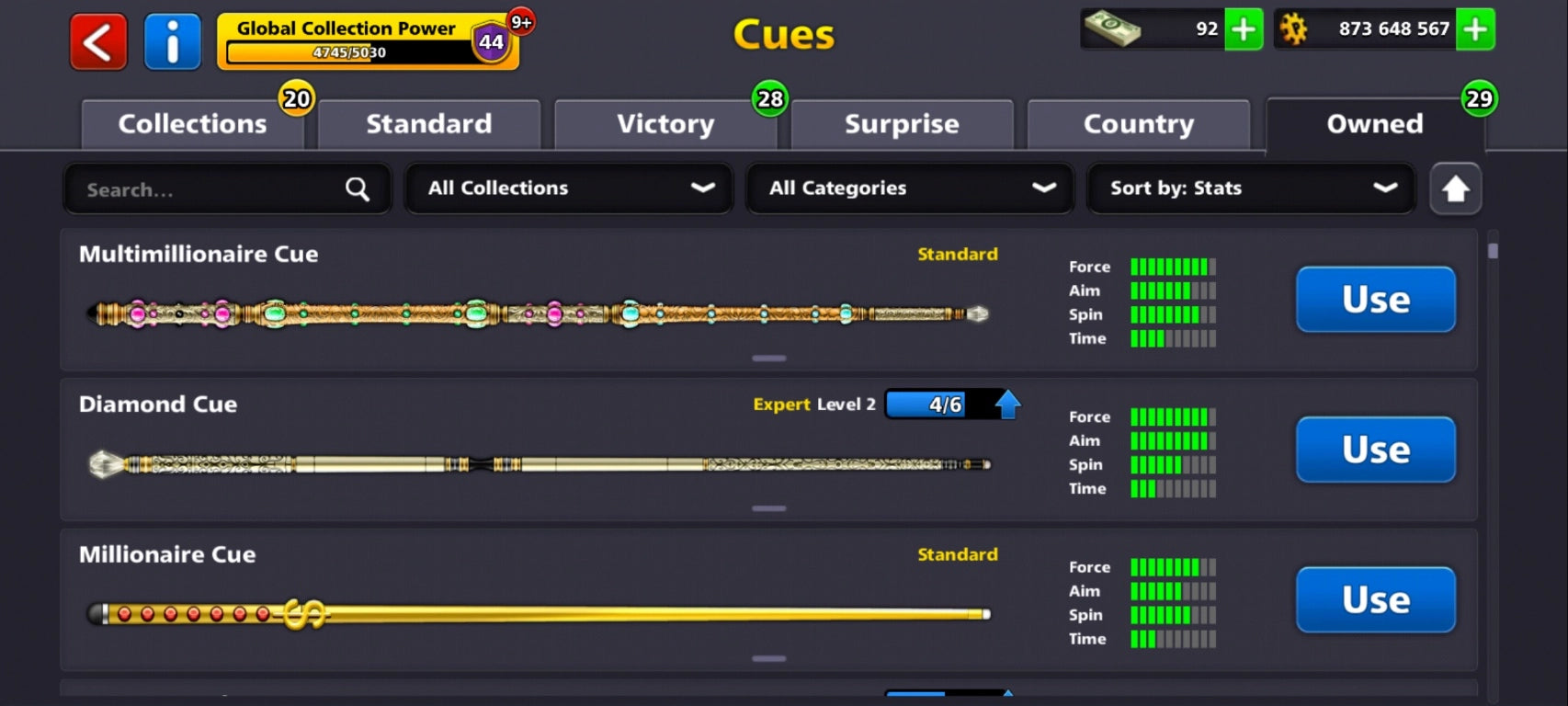 850 مليون كوينز | 3 عصي أسطورية | حساب 8 Ball Pool