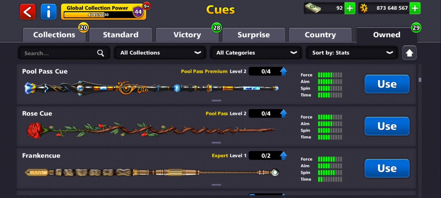 850 مليون كوينز | 3 عصي أسطورية | حساب 8 Ball Pool