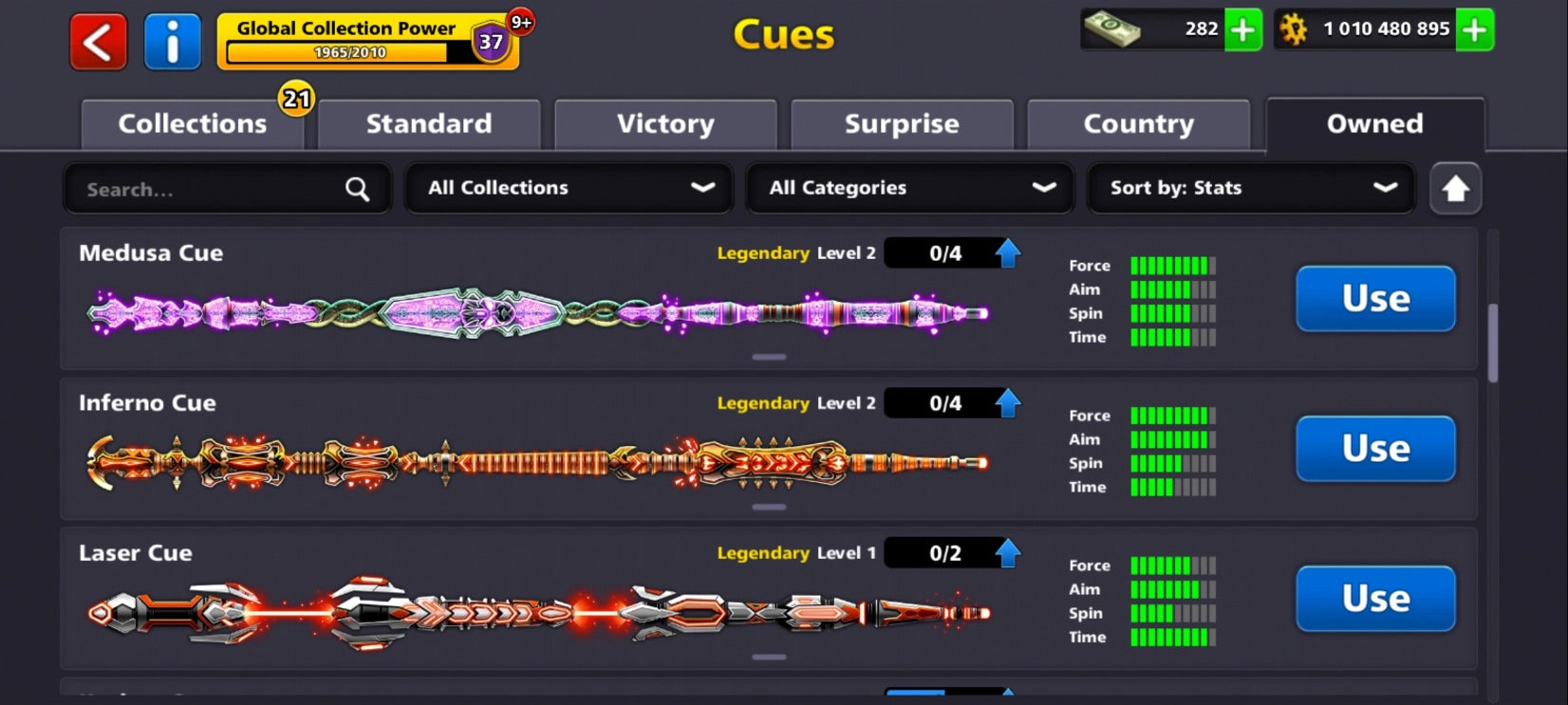 1 Billion Coins & | x9 Legendary Cues | 8 Ball Pool Account