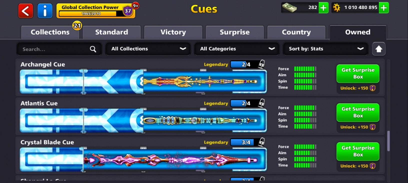 1 Billion Coins & | x9 Legendary Cues | 8 Ball Pool Account