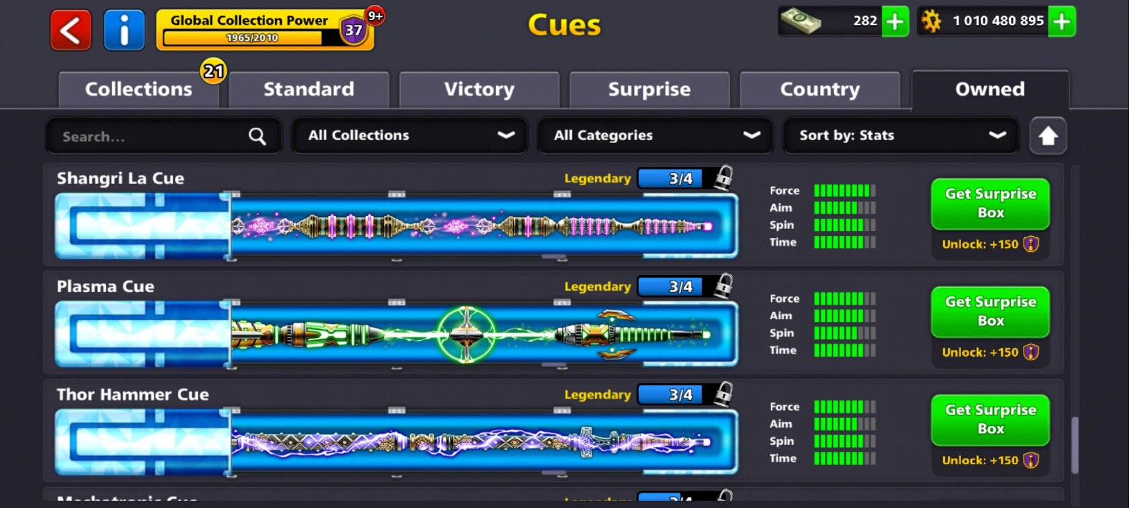 1 Billion Coins & | x9 Legendary Cues | 8 Ball Pool Account