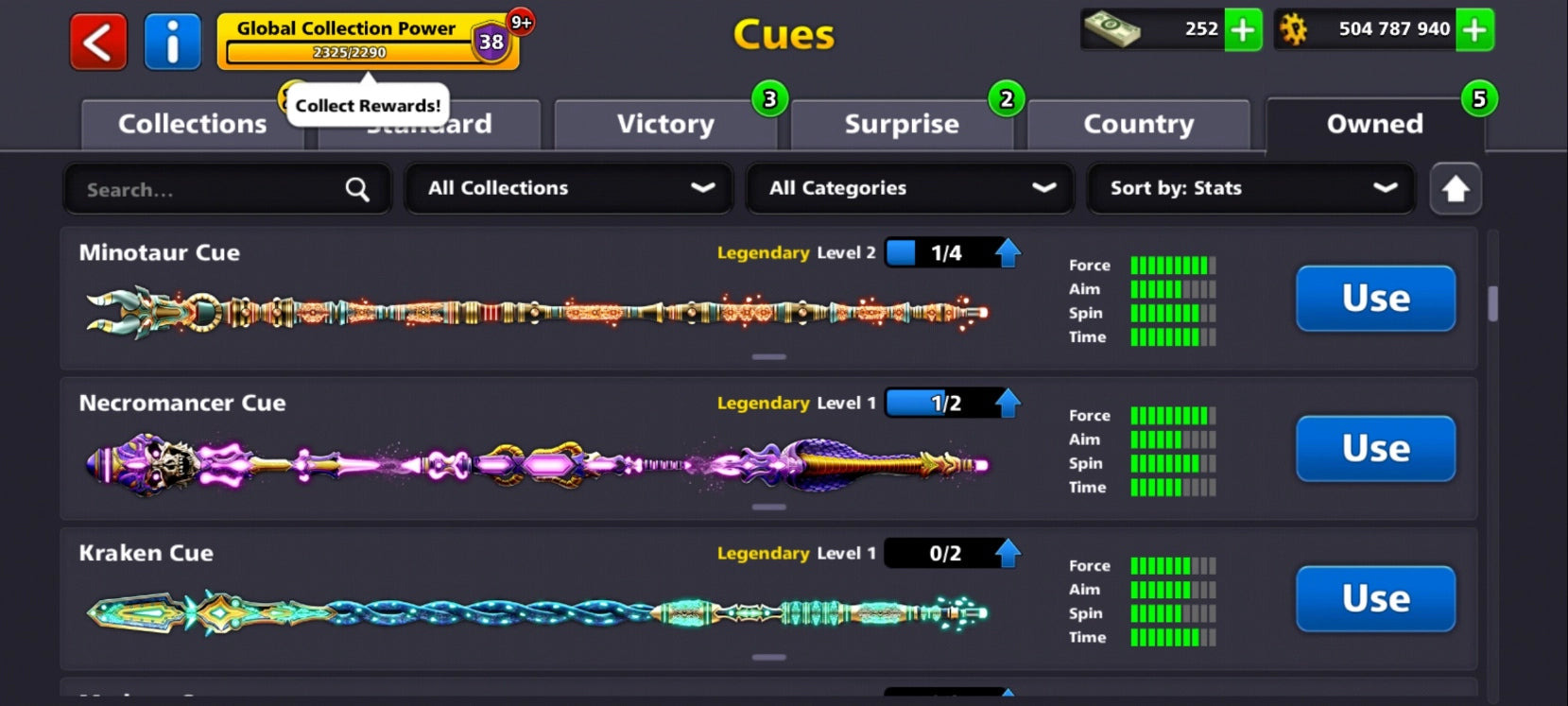 500M كوينز | x14 عصا أسطورية | حساب 8 Ball Pool