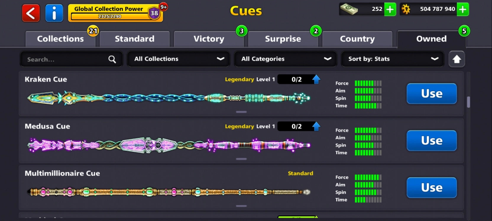 500M كوينز | x14 عصا أسطورية | حساب 8 Ball Pool