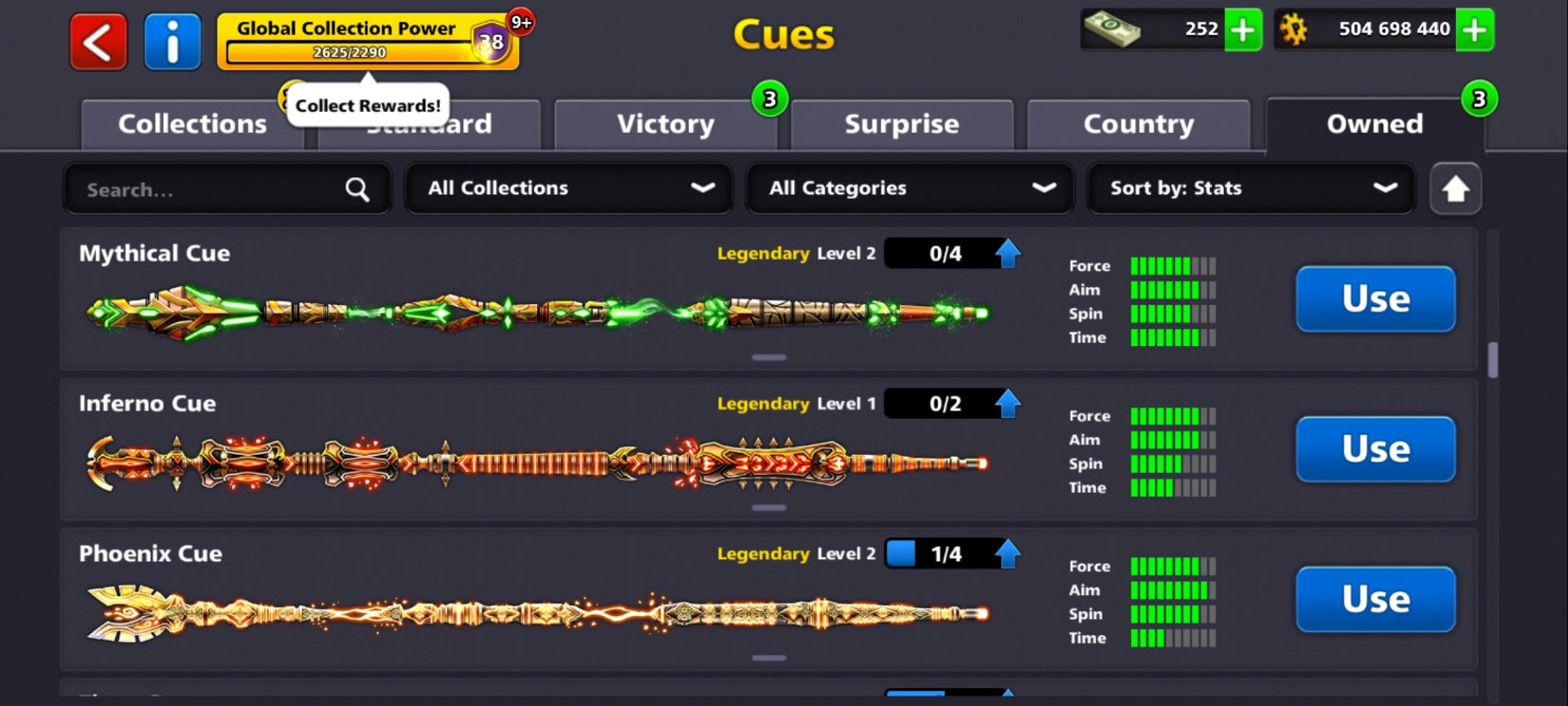 500M كوينز | x14 عصا أسطورية | حساب 8 Ball Pool