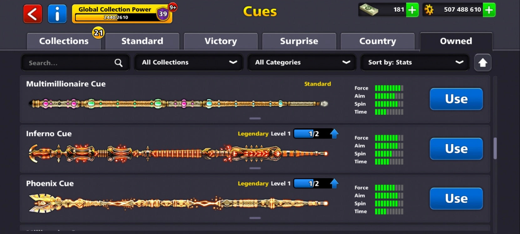 500M Monedas | 11x Tacos Legendarios | Cuenta de 8 Ball Pool