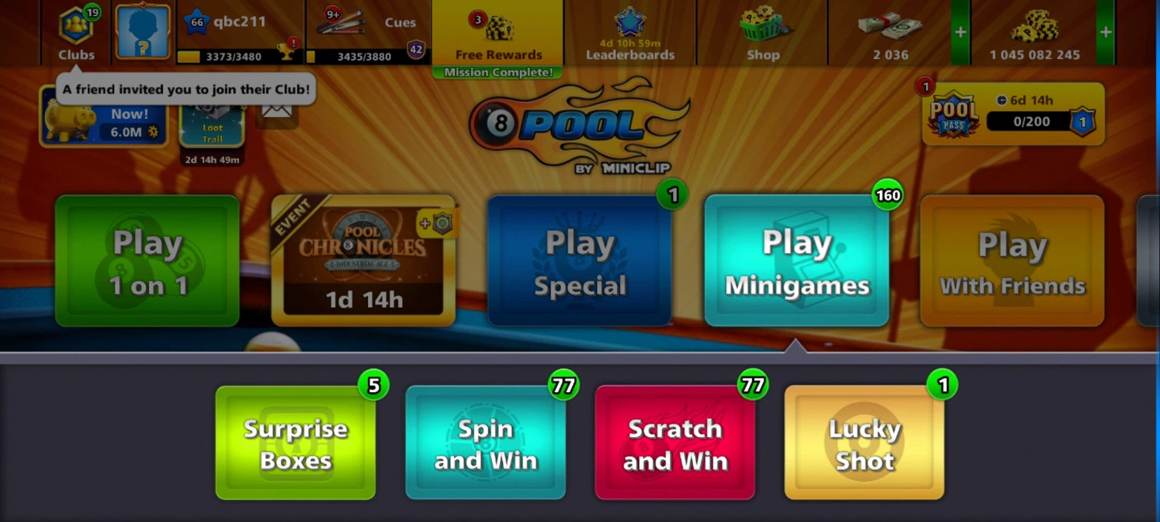 Cuenta de 8 Ball Pool | 1 Billón de Monedas | 15x Tacos Legendarios