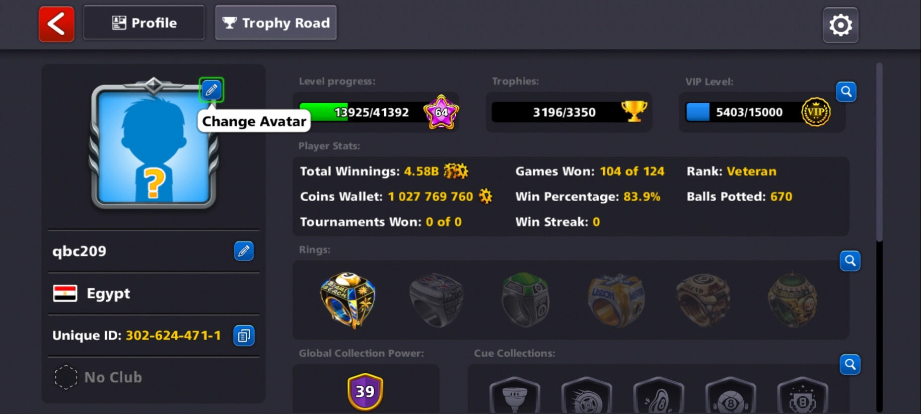 Cuenta de 8 Ball Pool | 1 Billón de Monedas | 18x Tacos Legendarios