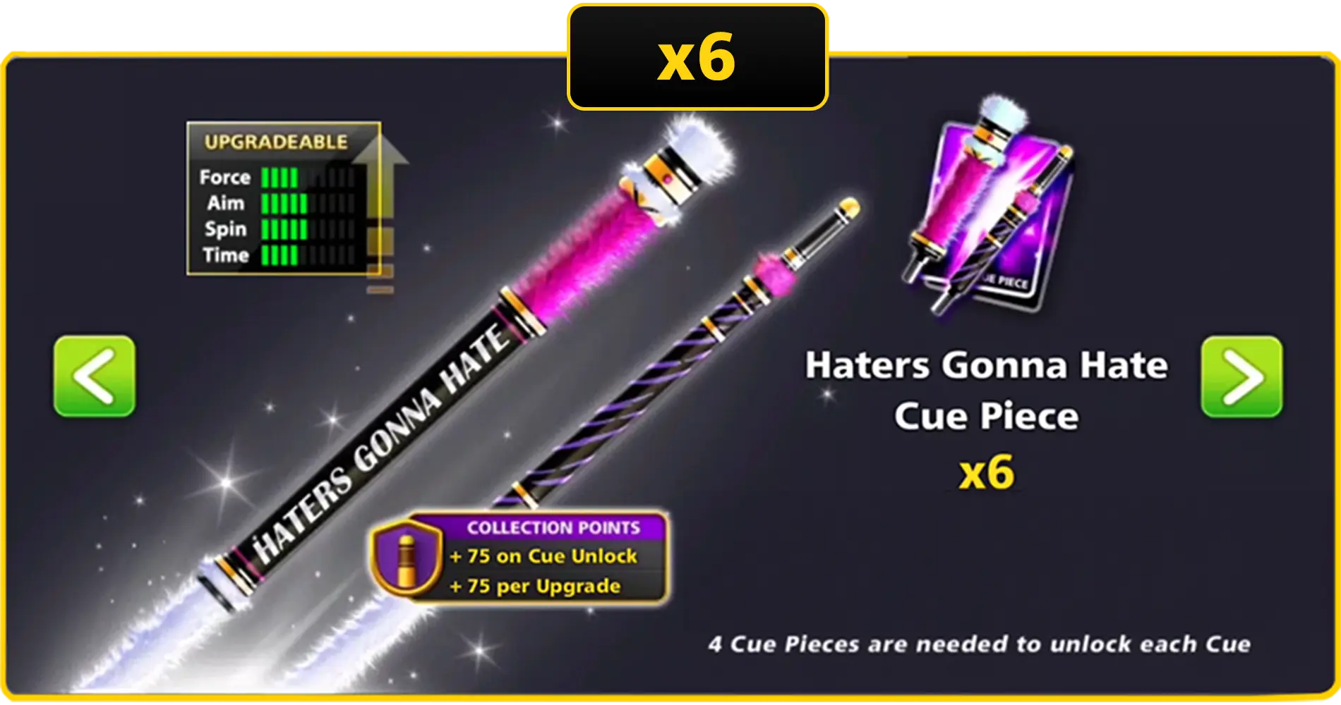 x6 Haters Gonna Hate Cue Pieces | 8 Ball Pool - BlackBird Store