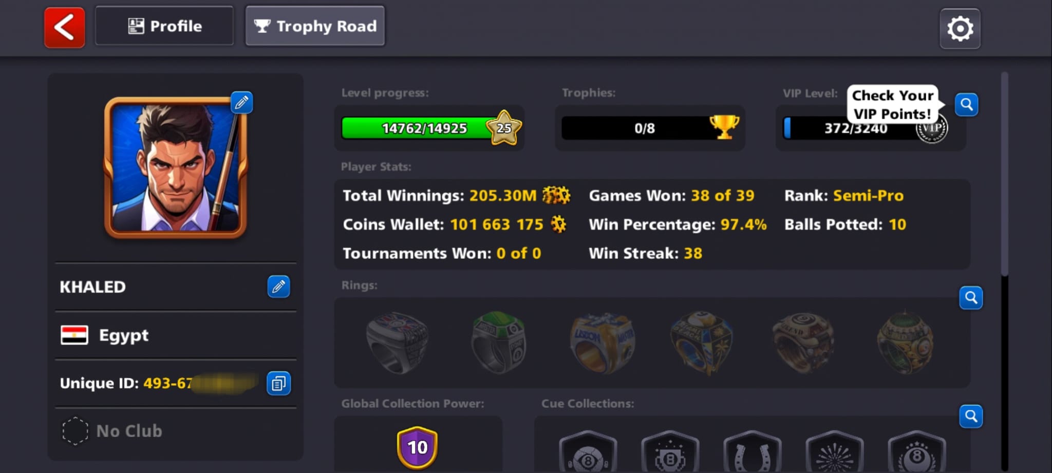 100 millones de monedas y 1 taco Max | Cuenta de 8 Ball Pool
