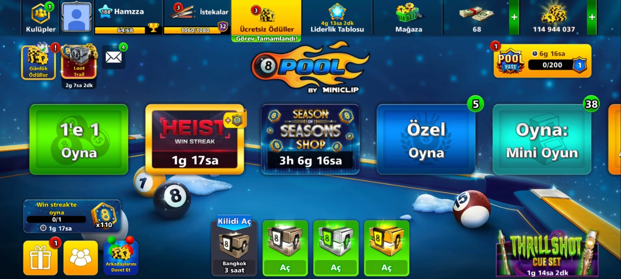 100 millones de monedas y anillos | Cuenta de 8 Ball Pool