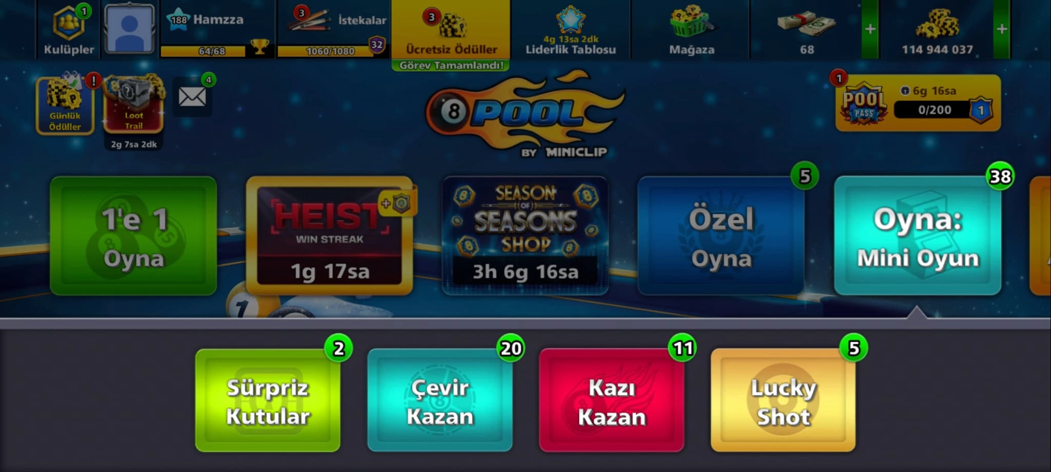 100 millones de monedas y anillos | Cuenta de 8 Ball Pool