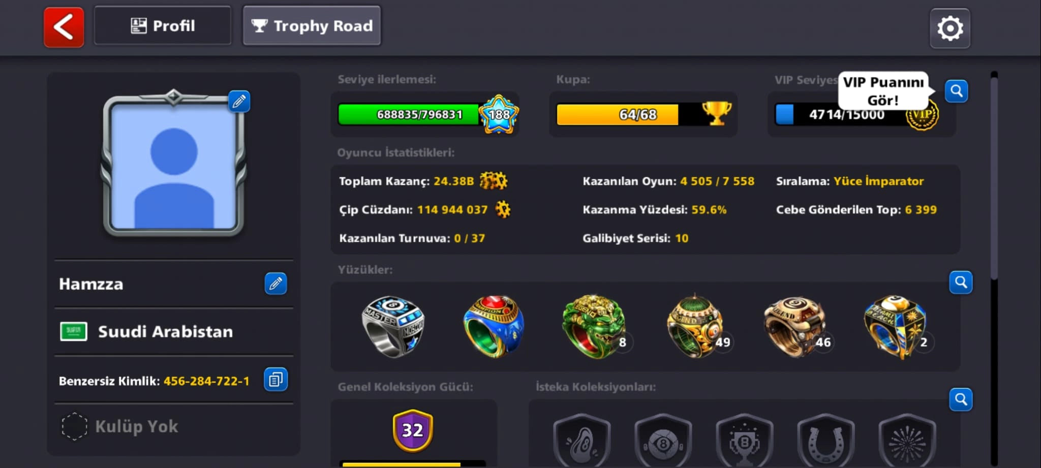 100 millones de monedas y anillos | Cuenta de 8 Ball Pool