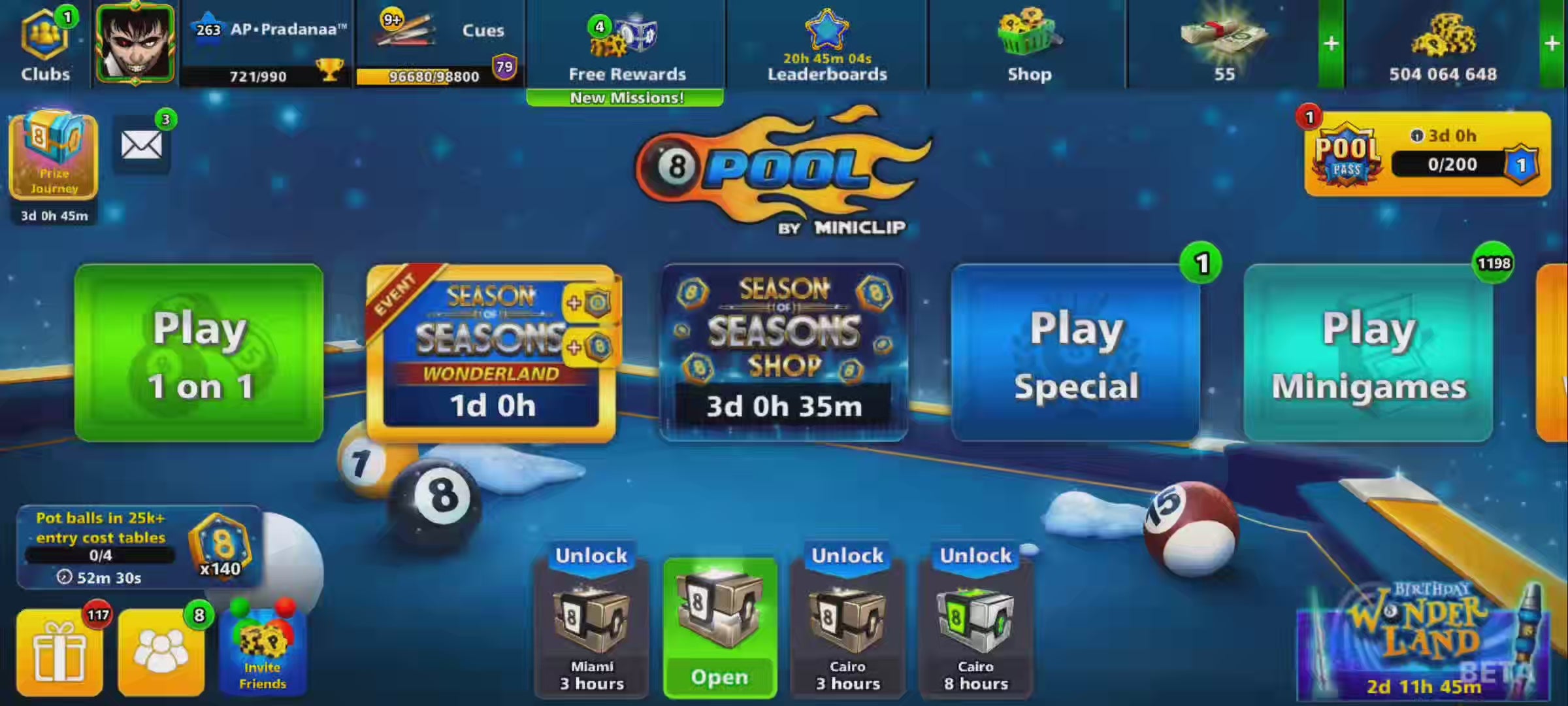 500 مليون كوينز | 22 عصا أسطورية | حساب 8 Ball Pool