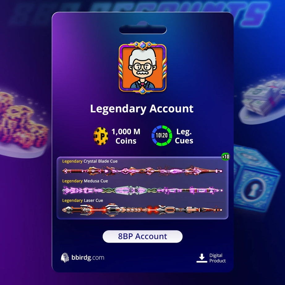 1000 millones de monedas, 1 taco legendario y caja de 66 patas | Cuenta de 8 Ball Pool